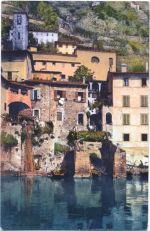 um 1910-20 - Gandria am Luganer See, Teil des Orts von See aus,E. Götz AKU1