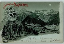 Diablerets Gebrauchsspuren Edelweiss Jäger Edelweiss Litographie Mondschein