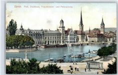 8000 Zürich - Postamt, Stadthaus, Fraumünsterkirche, Peterskirche, Straßenbahn