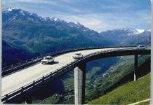1965 - Passo del San. Gotthardo Brücke mit Autos AK Berge