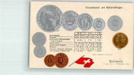 Münzabbildung mit Nationalflagge Serie I Nr. 4 Motiv Schweiz Prägedruck