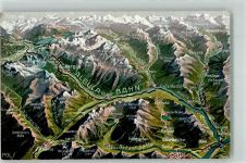 Albulabahn - Landkarte Vogelschau Bergün Tiefenkastel