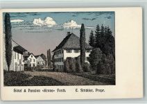8127 Forch Lithographie Hotel Krone , sehr gute Erhaltung AK