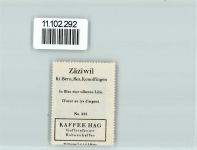 3532 Zäziwil - Vignette Wappen Kaffee Hag ca 1920-1940
