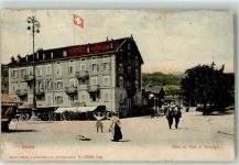 1800 Vevey - Hotel du Pont et Terminus Fahne Cafe Gasthaus