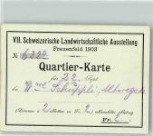 8500 Frauenfeld 1903 KEINE AK Quartierkarte Schw. Landwirtschaftliche Ausstellung