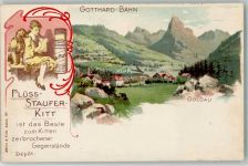 6410 Goldau Lithographie Gotthard-Bahn Werbung Plüss-Staufer-Kitt