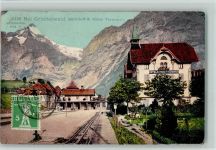 3818 Grindelwald Gebrauchsspuren Hotel Bahnhof Terminus AK
