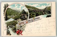 7550 Scuol Schuls 1897 Lithographie Schloss Kirche Hotel bäder Adelskorrespondenz