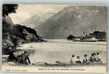 Interlaken Partie an der Aare Brinzersee Dampfschff Binnenschiff Foto AK