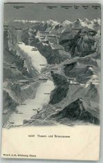 Thun Vogelschau Thunersee Brienzersee Motiv Schweiz Foto AK