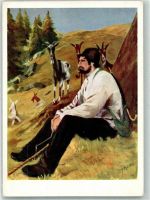 8843 Oberiberg Künstlerkarte sign. Müller, H. Der Geisshirt Ziege