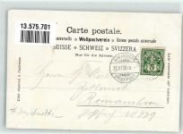 8590 Romanshorn 1899 Gebrauchsspuren Lithographie Zusammenkunft des Verkehrspersonals der Bodenseestaaten beschnitten