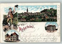 9038 Rehetobel 1901 BOAKC Lithographie Gupf Schulhaus Wanderer
