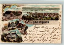 8272 Ermatingen 1898 BOAKC Lithographie Hotel Pension Zum Adler Schloss Arenaberg Rathaus Kuranstalt Schloss Hard Gebrauchsspuren, bitte Scan genau beachten!