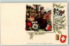 Lithographie Caramels fourres et acidules J. Klaus Fabrique de Chokolat Wappen Reclame