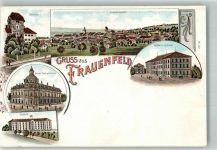 8500 Frauenfeld Gebrauchsspuren Schloss Postamt kaserne kantonsschule Lithographie beschnitten