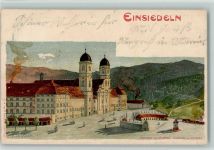 8840 Einsiedeln 1900 Künstlerkarte Aufgang zum Kloster sign.