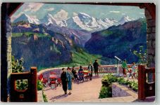 3800 Interlaken 1931 Lithographie / Künstlerkarte Hotel Gasthaus Harderkulm