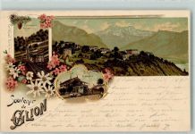 1823 Glion 1897 Lithographie Bergbahn Bahnhof