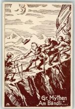 Mythen Kulm Künstlerkarte Gr. Mythen Am Bändli Bergsteiger sign. AH