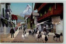 3920 Zermatt 1912 - La rentree des chesvres Ziegen Grand-Hotel Beau-Site