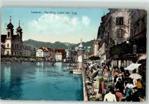 6000 Luzern Lucerne 1907 - Marktszene Hofkirche