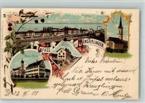 8596 Münsterlingen 1901 BOAKC Lithographie Bahnhof Kloster Kirche Pension Schelling Verlag Künzli Nr 69