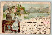 6440 Vierwaldstättersee 1896 Gebrauchsspuren Lithographie Axenstrasse Tell