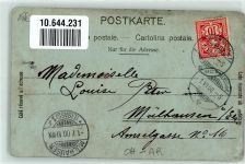 5400 Baden 1900 Gebrauchsspuren Humorkarte Mondschein