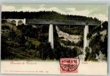 1337 Vallorbe 1907 Foto AK Viadukt Marke bildseitig