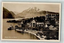 6353 Weggis Foto AK Hafen Quai und Pilatus