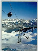 8890 Flums Foto AK Winter Sesselbahn Leist Walensee Churfirsten Foto Steinemann
