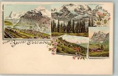 3818 Grindelwald Gebrauchsspuren Wengernalp Beatenberg Grindelwald Lithographie
