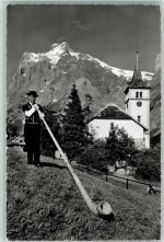 3818 Grindelwald 1958 - Alphornbläser mit Wetterhorn