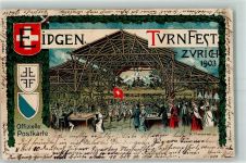 8000 Zürich 1903 Gebrauchsspuren Lithographie offiz. Postkarte sign. Mossdorf