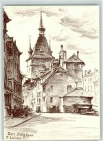 3000 Bern Berne Künstlerkarte sign. O.Lötscher Käfigturm