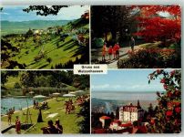 9428 Walzenhausen - Kurort Walzenhausen Blick gegen das Voralrberg Kirchplatz Schwimmbad Kurhaus mit Rheineck und Bodensee