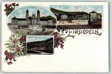 8840 Einsiedeln 1900 Lithographie Kloster Frauenkloster Hauptplatz