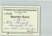 8500 Frauenfeld 1903 KEINE AK Quartierkarte Schw. Landwirtschaftliche Ausstellung