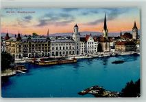 8000 Zürich 1912 - Stadthausquai Personendampfschiff Abendrot