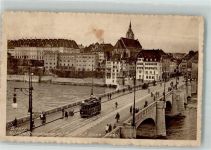 4000 Basel Bâle 1914 Foto AK Straßenbahn Mittlere Rheinbrücke