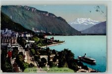 1820 Territet - Dent du Midi See Dampfschiff Schienen