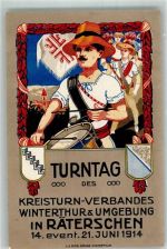 8352 Räterschen 1914 Lithographie Turntag Kreisturn-Verbandes Winterthur u. Umgebung 14.-21.6.1914