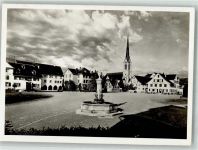 8580 Amriswil Foto AK Marktplatz Kirche Brunnen Denkmal