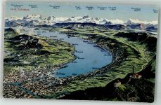 8000 Zürich 1917 Foto AK Vogelschau Zürichsee