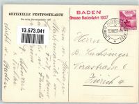 5400 Baden 1937 Sonderstempel Eisenbahn Badenfahrt Festpostkarte
