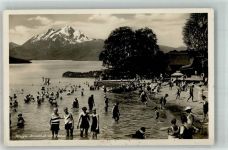 6353 Weggis 1922 Foto AK Schwimmbad mit Pilatus