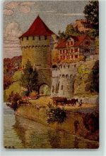 6000 Luzern Lucerne Künstlerkarte Nölliturm sign. Ernst E. Schlatter