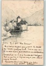 Chillon Chateau 1901 Künstlerkarte sign. Meltzer